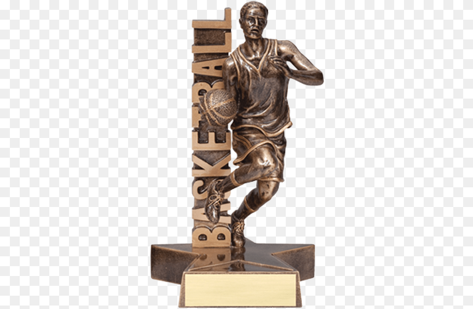 Resin Basketball Trophy, Bronze, Adult, Male, Man Png