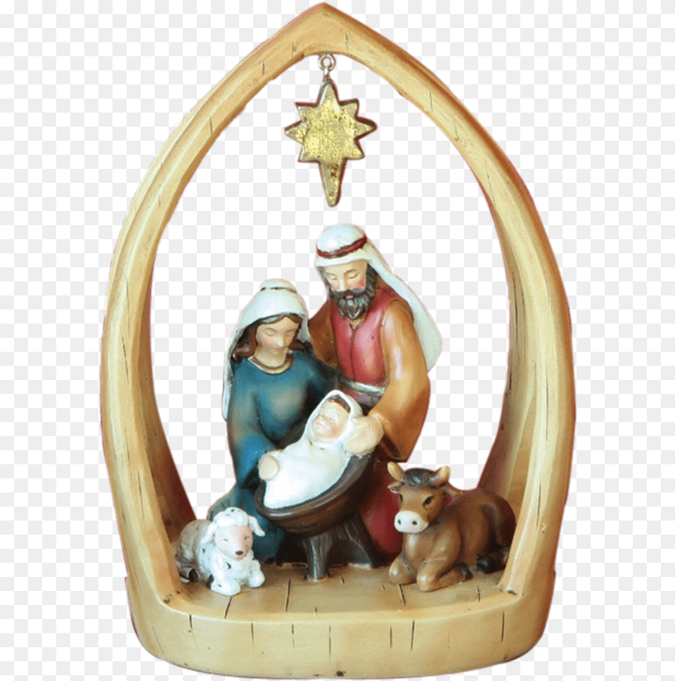 Resin Hanging Star Nativity Download Nativity Scene, Figurine, Person, Baby, Head Png Image
