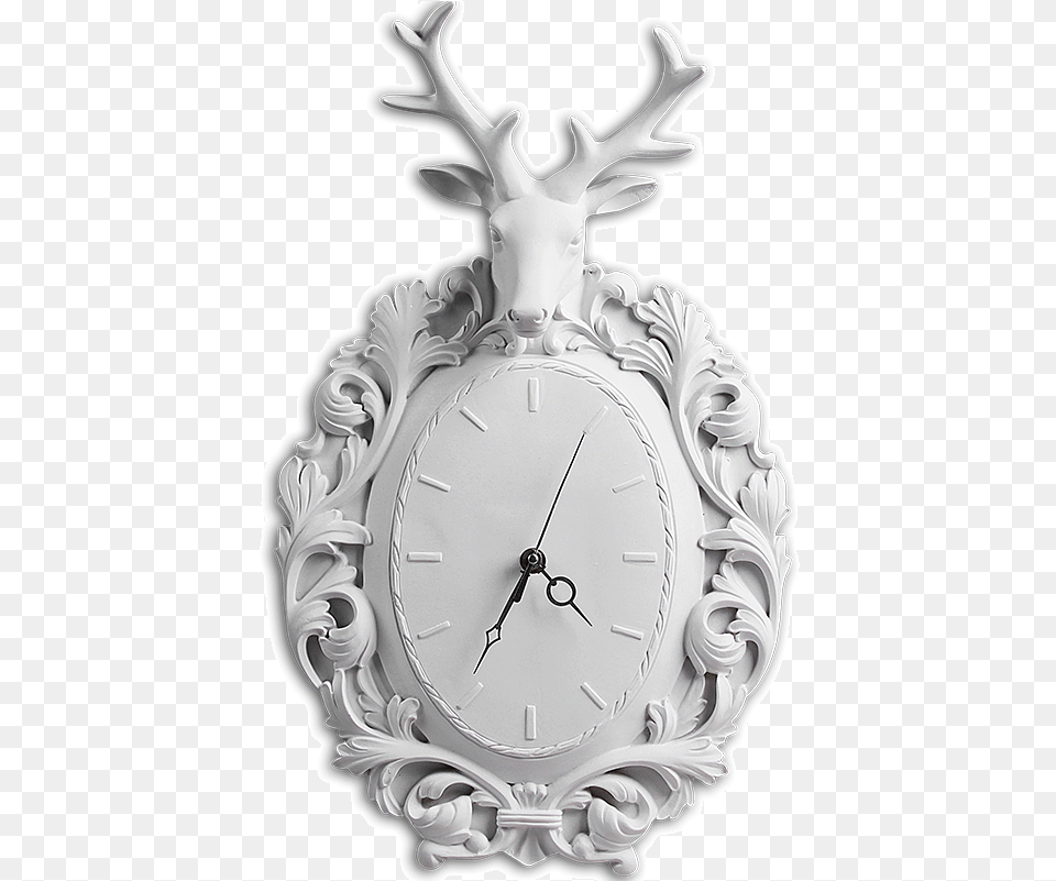 Resin Wall Mounted 3d Artificial Animal Deer Head With Quartz Clock, Birthday Cake, Cake, Cream, Dessert Free Png