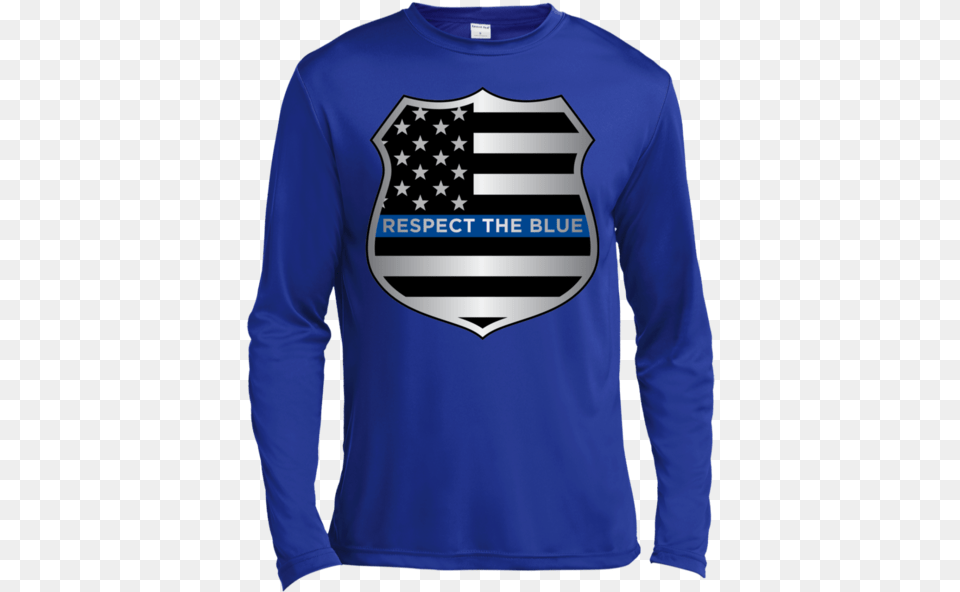 Respect The Blue Guys Long Sleeve Moisture Absorbing T Shirt, Clothing, Long Sleeve, T-shirt Png