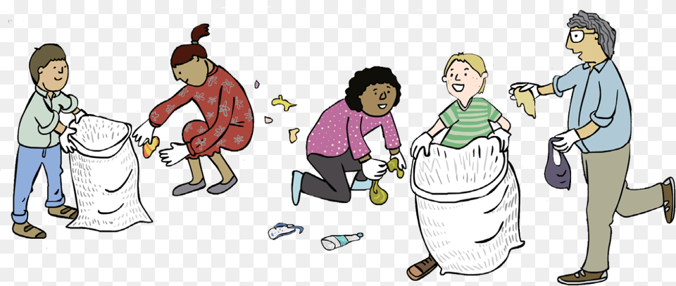 Responsibility Clipart Cleanup Picking Up Trash Cartoon, Publication, Book, Comics, Adult Free Png Download