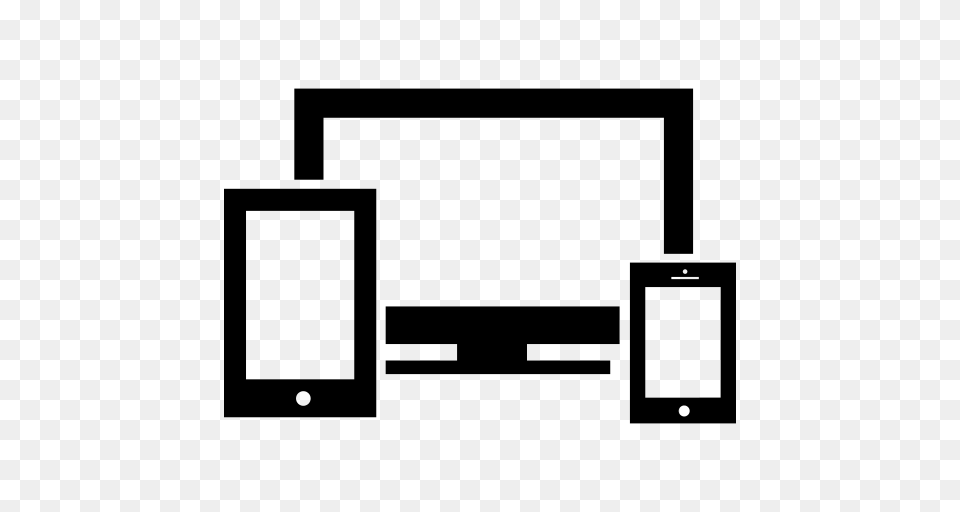 Responsive Symbol With A Widescreen Monitor A Cellphone, Gray Free Png Download