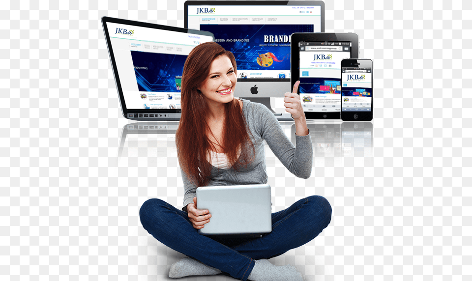Responsive Web Design Social Media And Girl, Laptop, Screen, Computer, Computer Hardware Free Png Download