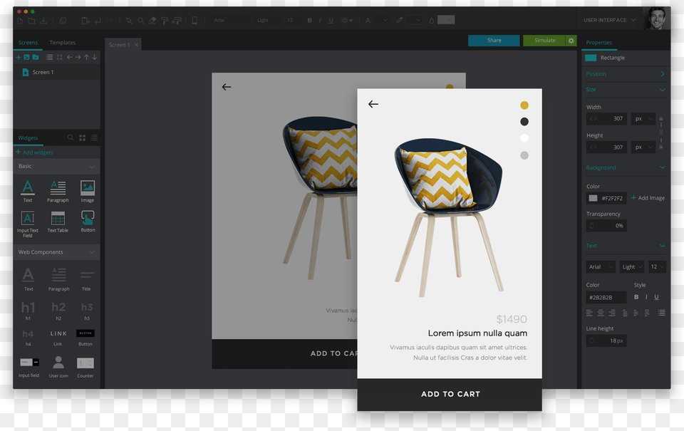 Responsive Website Prototyping For Mobile Screens Justinmind Prototyper, Chair, Home Decor, Furniture, Cushion Png Image