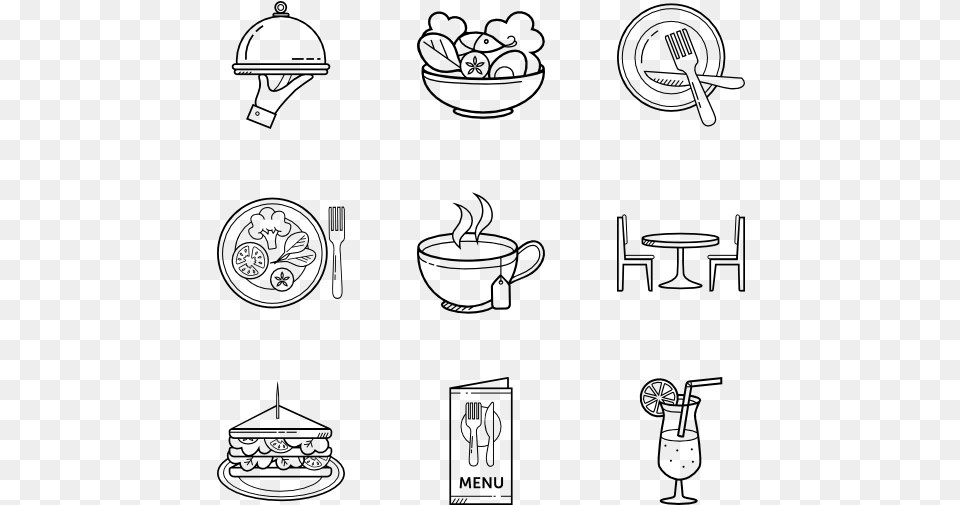 Restaurant 30 Icons Hand Drawn Restaurant Icons, Gray Free Png