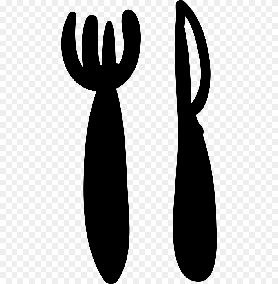 Restaurant Hand Drawn Fork And Knife, Cutlery, Silhouette, Stencil, Accessories Free Png Download