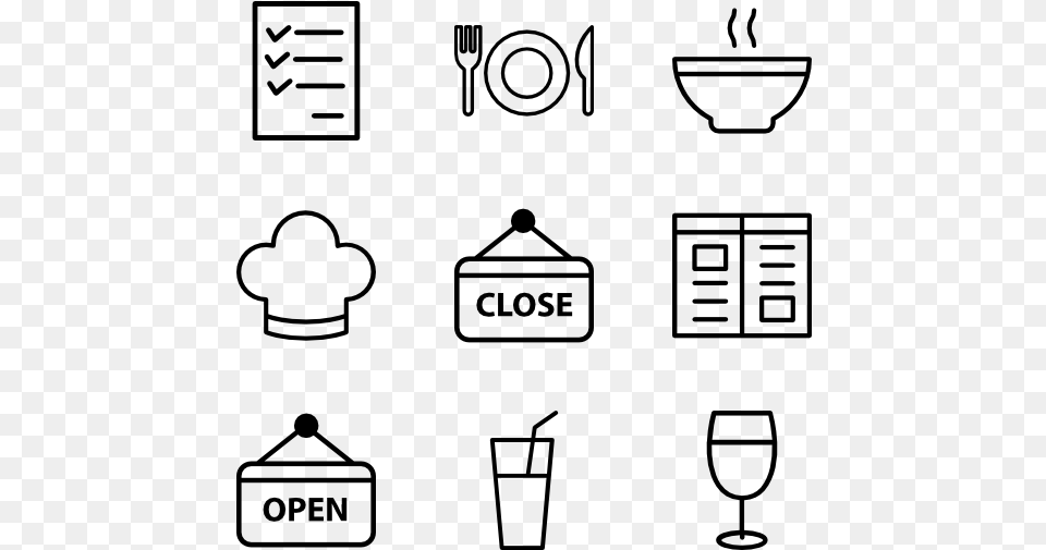 Restaurant Icons, Gray Free Png