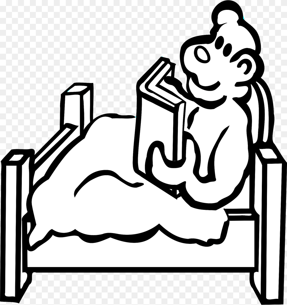 Resting Bear Black And White Clipart, Person, Reading, Furniture Png