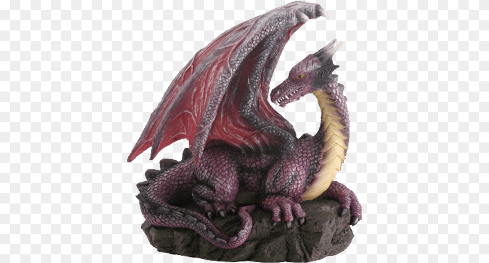 Resting Purple Dragon Statue Homeware Purple Dragon On Rock Figurine, Animal, Lizard, Reptile Png