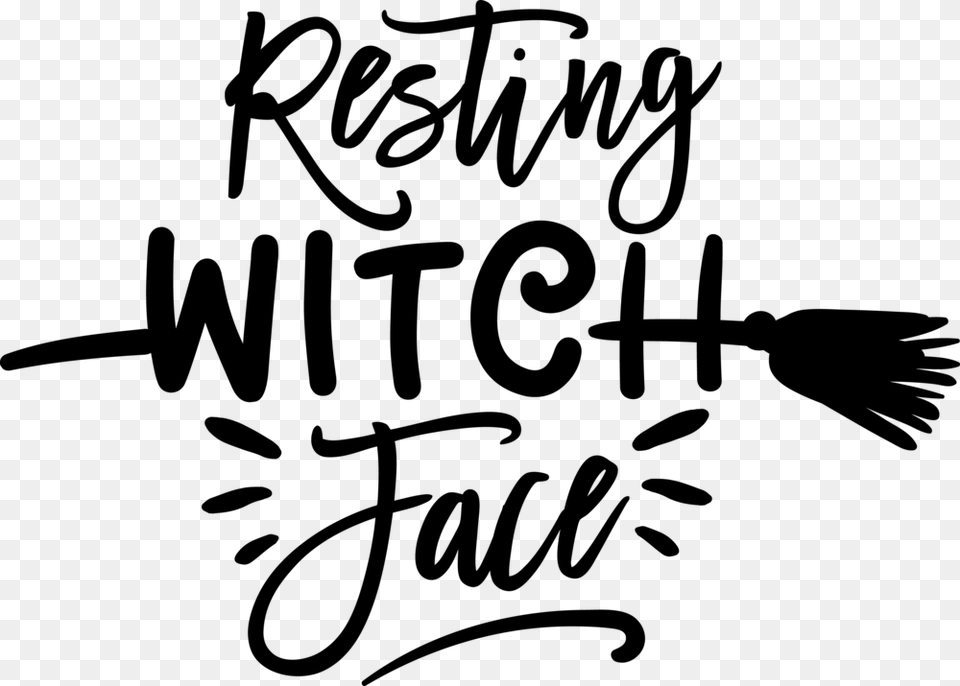 Resting Witch Face Calligraphy, Gray Png