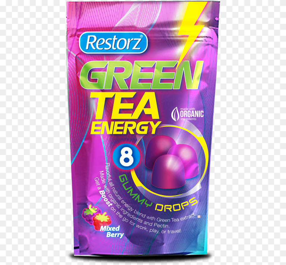 Restorz Green Tea Gummy Pouch Mock Dropshadow Elbow, Purple, Advertisement Free Transparent Png