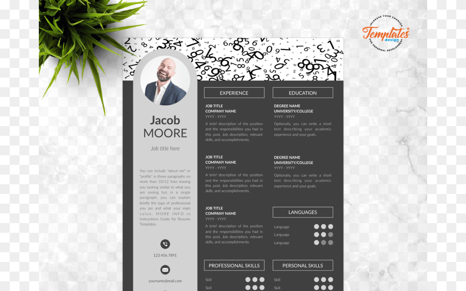 Resume Template For Word And Pages Quotjacob Moorequot Rsum, Advertisement, Poster, Adult, Person Free Transparent Png