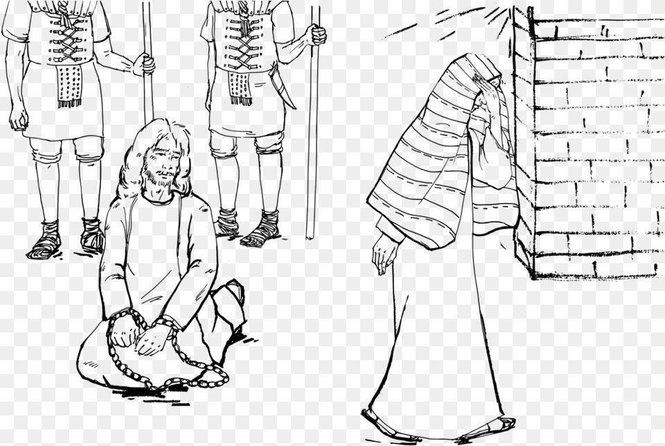 Resurrection Clipart Miracle Jesus Coloring Jesus Sad When Peter Deny Him, Gray Free Png Download