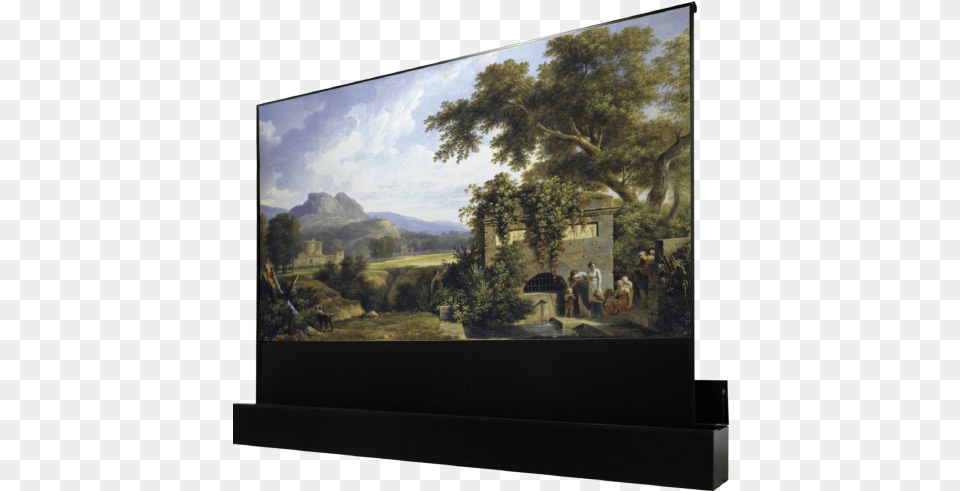 Retracta Vu Pro Classical Landscape With Figures Drinking By A Fountain, Art, Painting, Person, Monitor Png Image