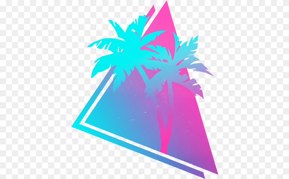 Retro 80s 90s Vaporwave Palm Trees Gift Pink Blue Design Greeting Card Palm Tree For Logo, Clothing, Hat, Triangle, Leaf Png