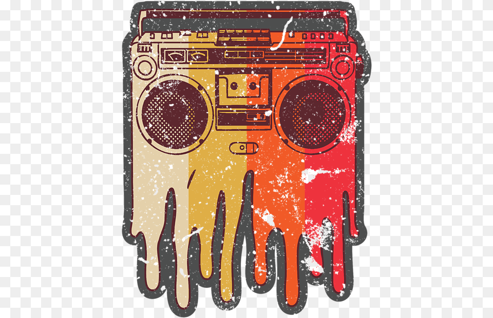 Retro Boom Box Melting Ghetto Blaster Rap Music T Shirt Girly, Electronics Free Png Download