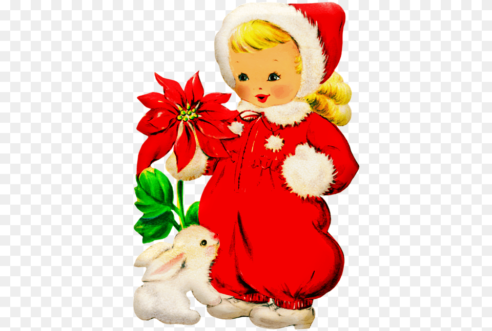 Retro Christmas Girl 1950s Vintage 1950 S Girl Cartoon, Doll, Toy, Baby, Person Png Image