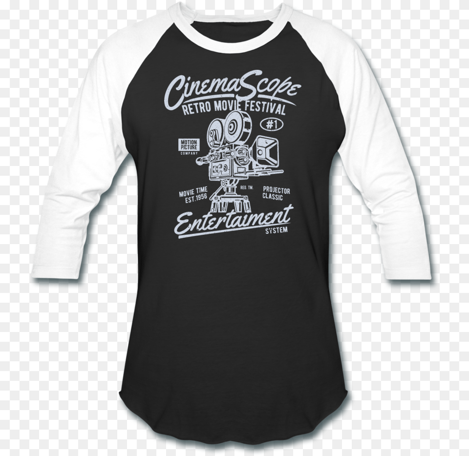 Retro Cinema Scope Baseball T Shirt, Clothing, Long Sleeve, Sleeve, T-shirt Free Png