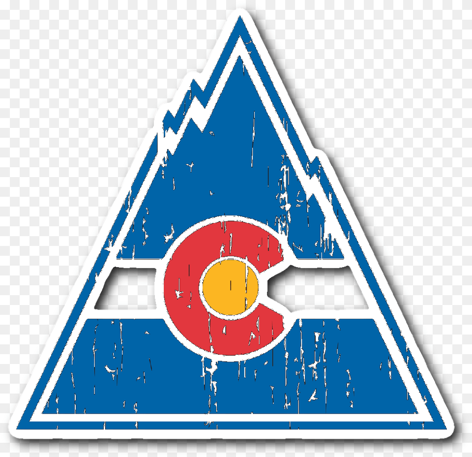Retro Colorado Rockies Inspired Sticker Avalanche Logo Retro, Triangle, Sign, Symbol, Road Sign Png