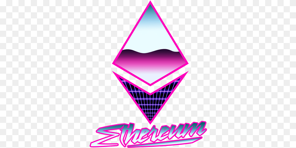 Retro Ethereum Logo Ethereumartists 80s Triangle, Purple, Light Free Png