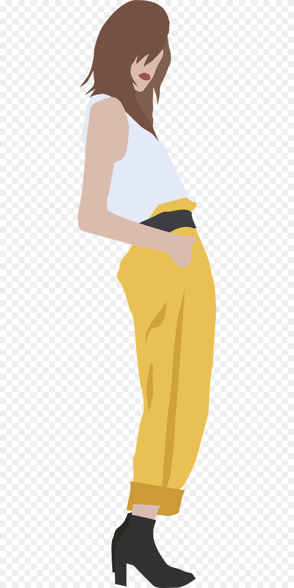 Retro Fashion Girl Clipart, Clothing, Pants, Adult, Person Free Png