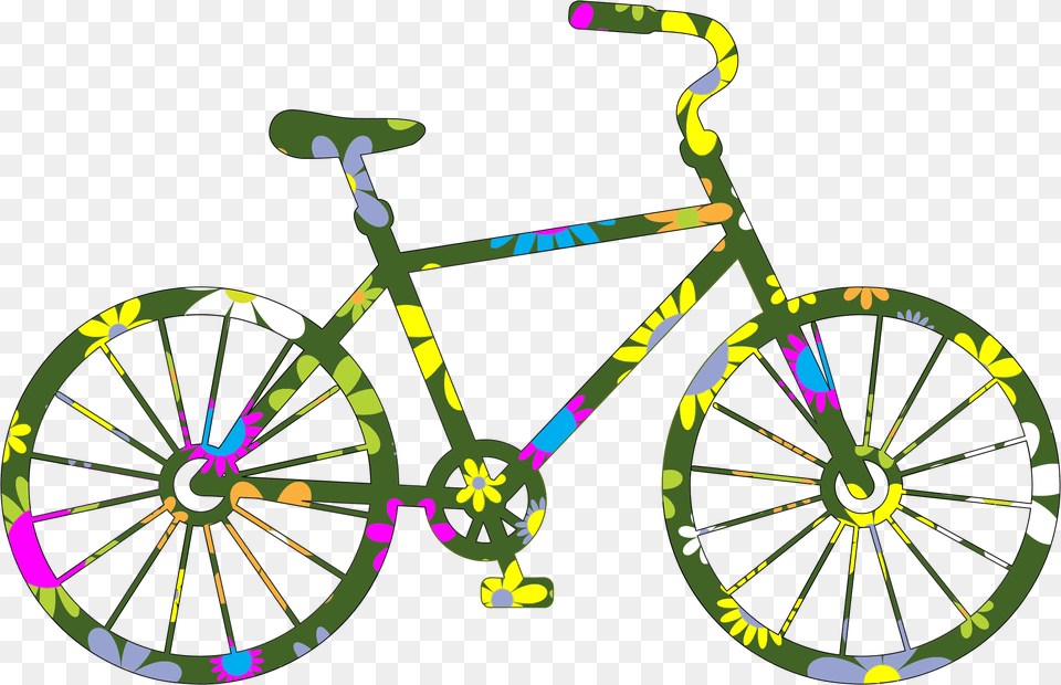 Retro Floral Bicycle Icons, Machine, Transportation, Vehicle, Wheel Png Image