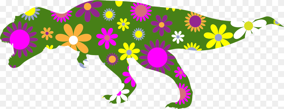 Retro Floral Tyrannosaurus Rex Clip Arts Tyrannosaurus, Animal, Reptile, Dinosaur, Gecko Free Png