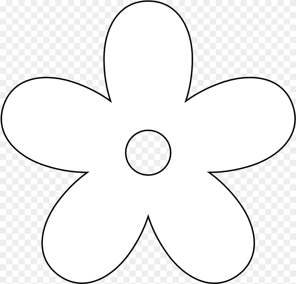 Retro Flower 9 Black White Line Art Twitter Valentine Clipart 5 Petal Flower, Daisy, Plant, Stencil, Anemone Free Png Download