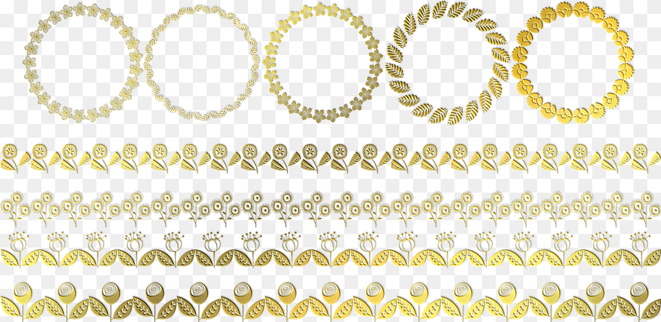 Retro Flower Wreath Borders Gold Image On Pixabay Decorative, Accessories, Jewelry, Necklace Free Transparent Png