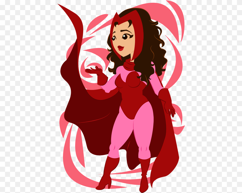 Retro Heroes Wanda Maximoff Aka The Scarlet Witch Cartoon, Publication, Book, Comics, Adult Free Png