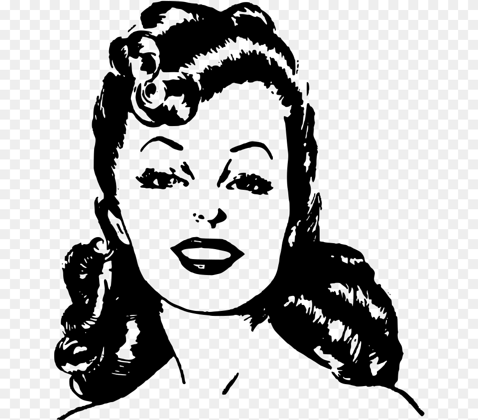 Retro Lady Clip Art, Gray Png Image