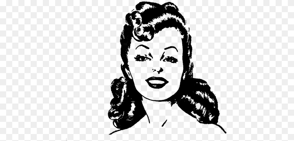 Retro Lady Clipart, Gray Png Image