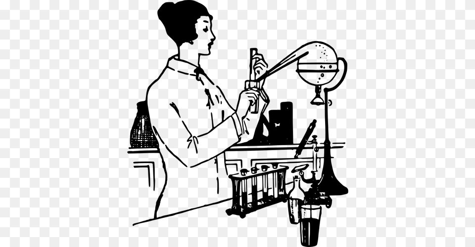 Retro Lady Scientist, Gray Free Transparent Png