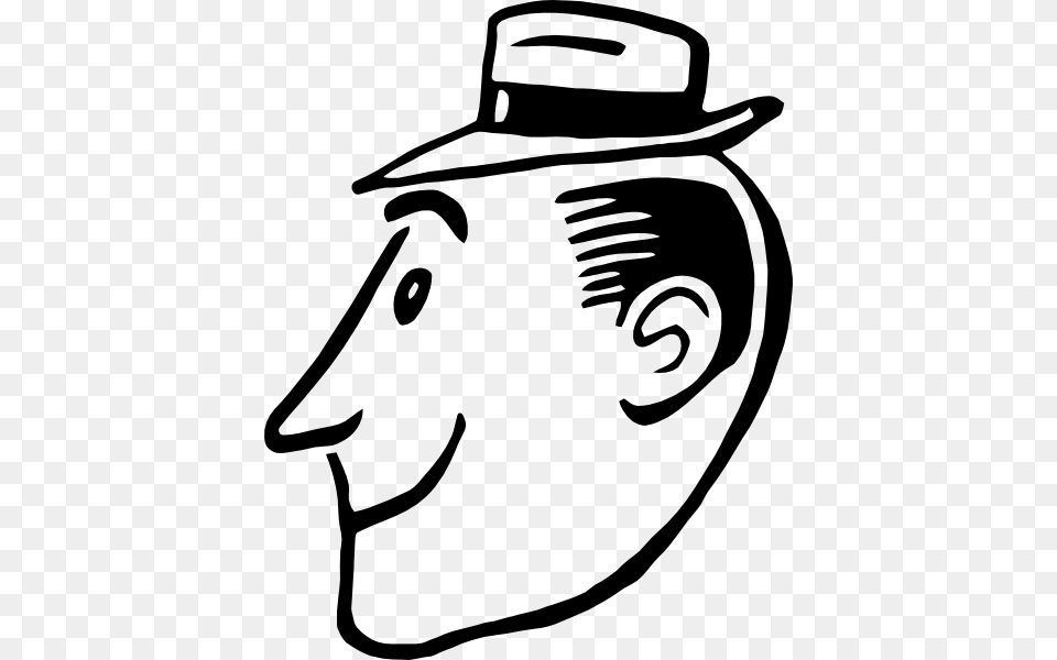 Retro Male Profile With Hat Clip Art, Clothing, Stencil, Sun Hat Free Transparent Png