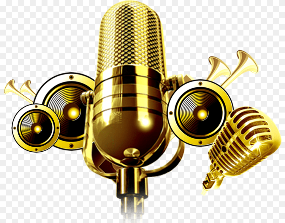 Retro Microphone Background Gold Microphone, Electrical Device Free Transparent Png