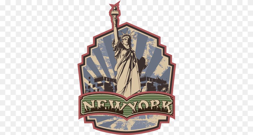 Retro New York Wall Sticker New York Vintage Sticker, Person, Logo, Face, Head Free Png