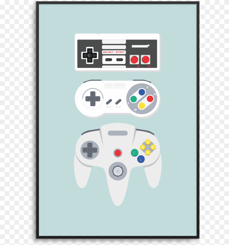 Retro Nintendo Controllers On A Mint Background Art, Electronics Png