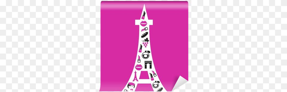 Retro Paris Eiffel Tower Silhouette With Icons Isolated Eiffel Tower, Art, Graphics Png Image