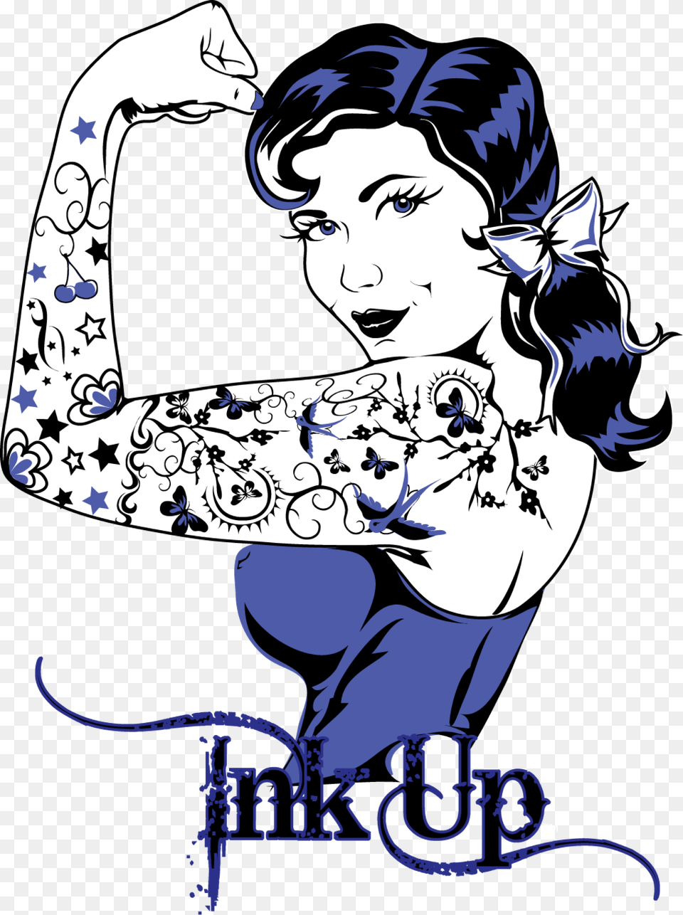 Retro Rockabilly Tattoo Pinup Girl Vector Graphic Design Pin Up Girl Tattoos, Art, Face, Head, Person Png Image