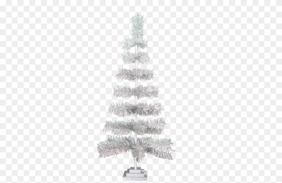 Retro Silver Tinsel Christmas Tree Tabletop Christmas Tree Tinsel, Christmas Decorations, Festival, Christmas Tree, Plant Png Image