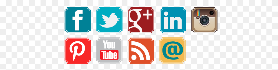 Retro Social Media Icons Business Blogging, Sign, Symbol, Camera, Electronics Png