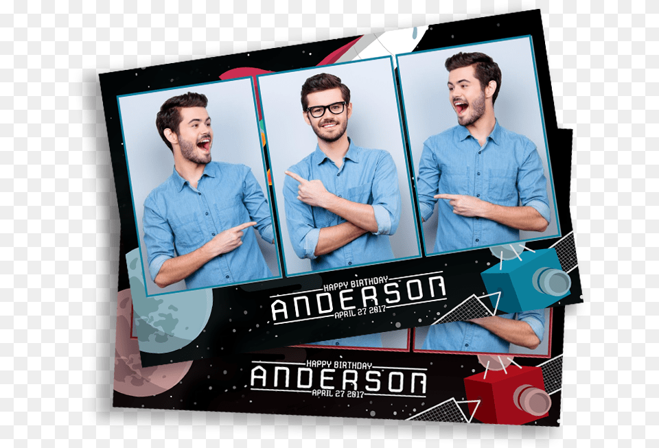 Retro Space Photobooth Template Banner, Male, Man, People, Person Free Png Download