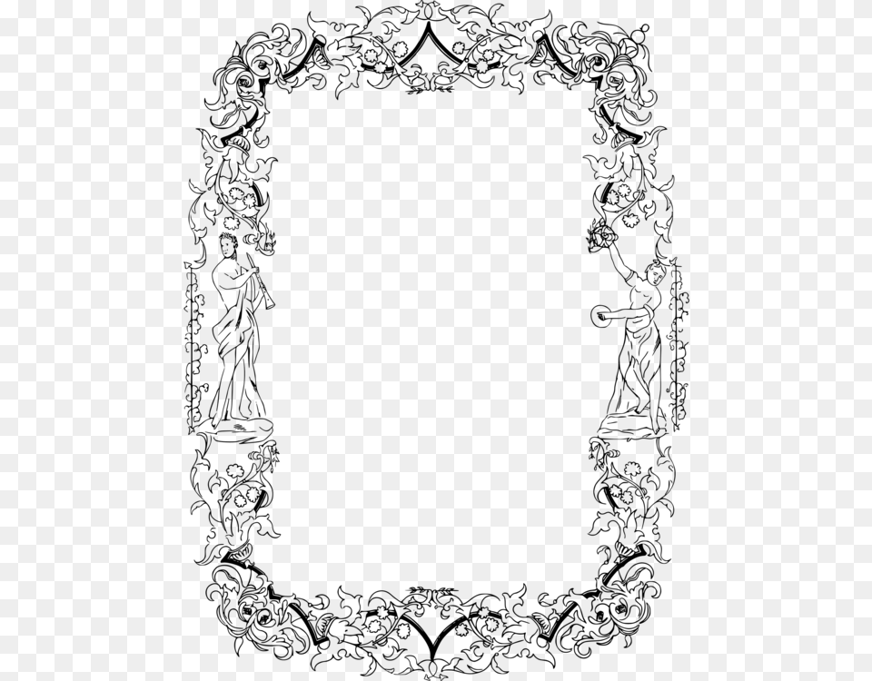 Retro Style Antique Picture Frames Line Art Bear39s Clip Art, Gray Free Png