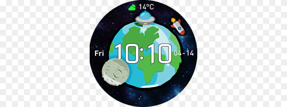 Retro Time And Space Watch Face For Amazfit Pace Watch, Sphere, Astronomy, Outer Space, Planet Png