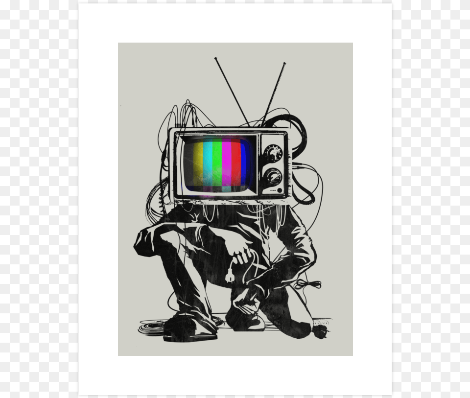 Retro Tv Colour Test Man Art Print Cool Graphic Designs, Computer Hardware, Electronics, Hardware, Screen Free Png Download