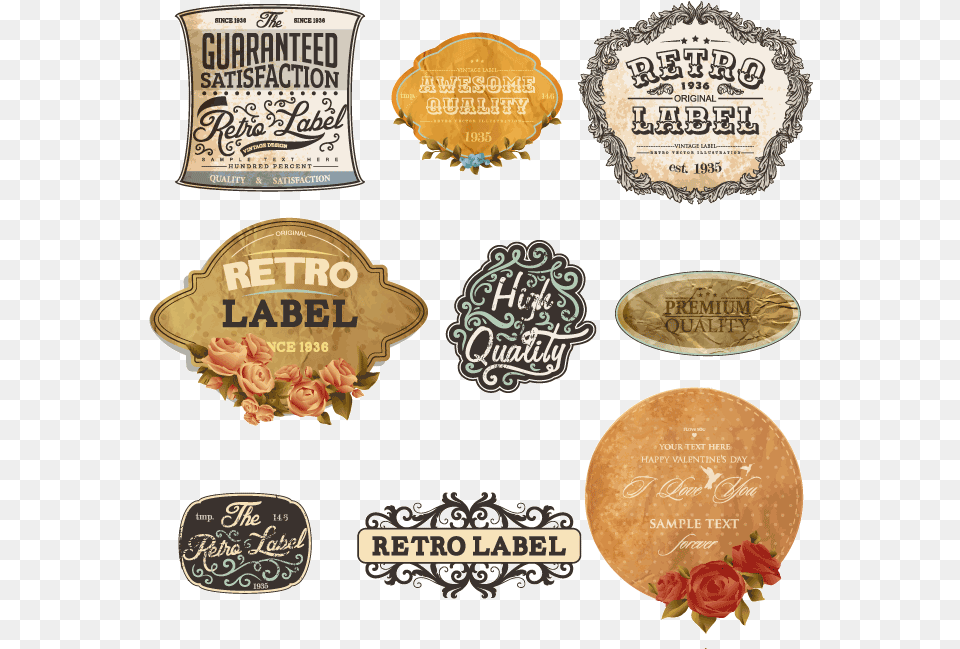 Retro Vintage Labels, Badge, Logo, Symbol, Advertisement Free Png