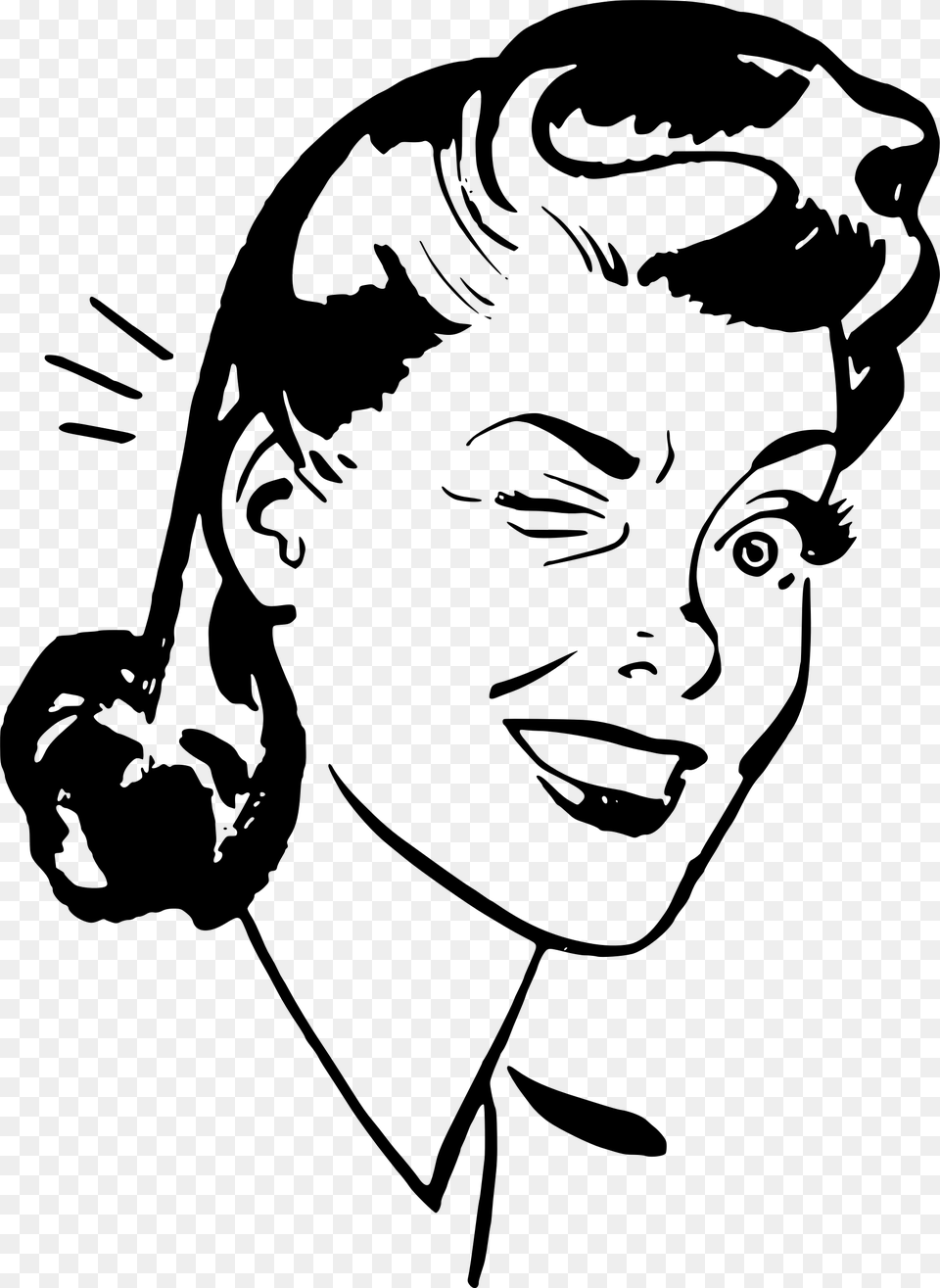 Retro Woman Clipart Transparent Retro Woman Winking, Gray Free Png Download