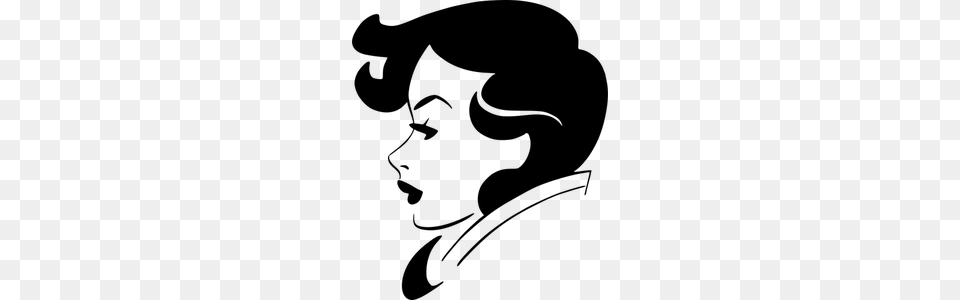 Retro Woman Profile Vector Clip Art, Gray Free Transparent Png