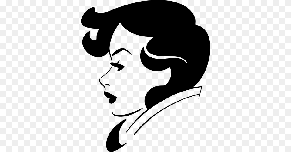 Retro Woman Profile Vector Clip Art, Gray Png Image