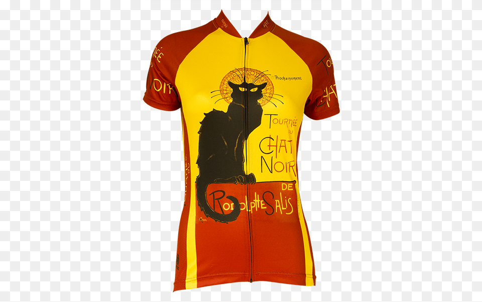 Retro Women39s Chat Noir Short Sleeve Cycling Tournee Du Chat Noir, Clothing, Shirt, T-shirt, Jersey Free Png Download